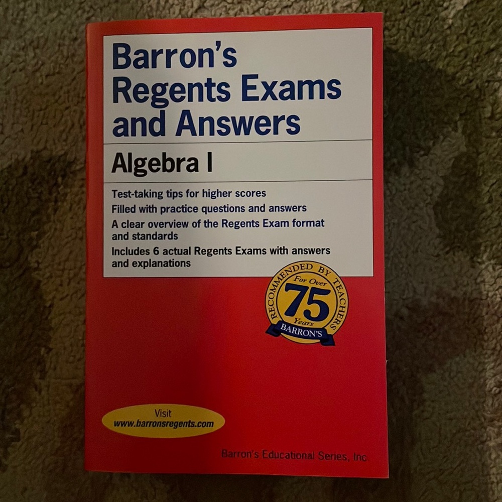 Algebra 1 Barron’s regents exams and answers book